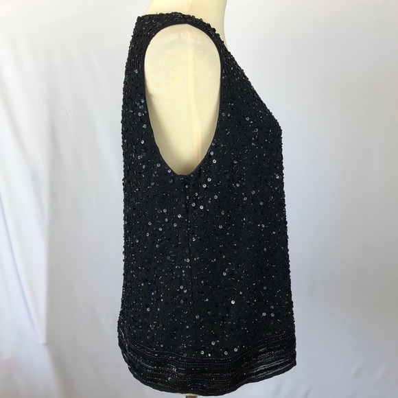 NWT Walter Baker Sexy Open Back Fancy Black Chiffon Sequin Blouse - Size Large - Picture 3 of 10